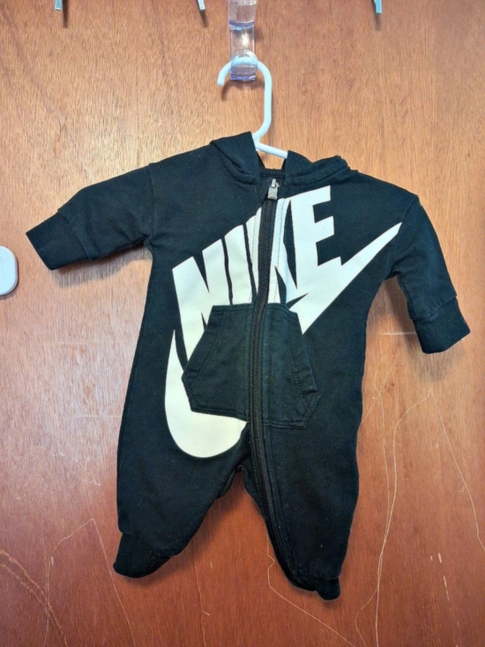 Nike Baby Essentials Hooded Coverall Footie Newborn Black & White